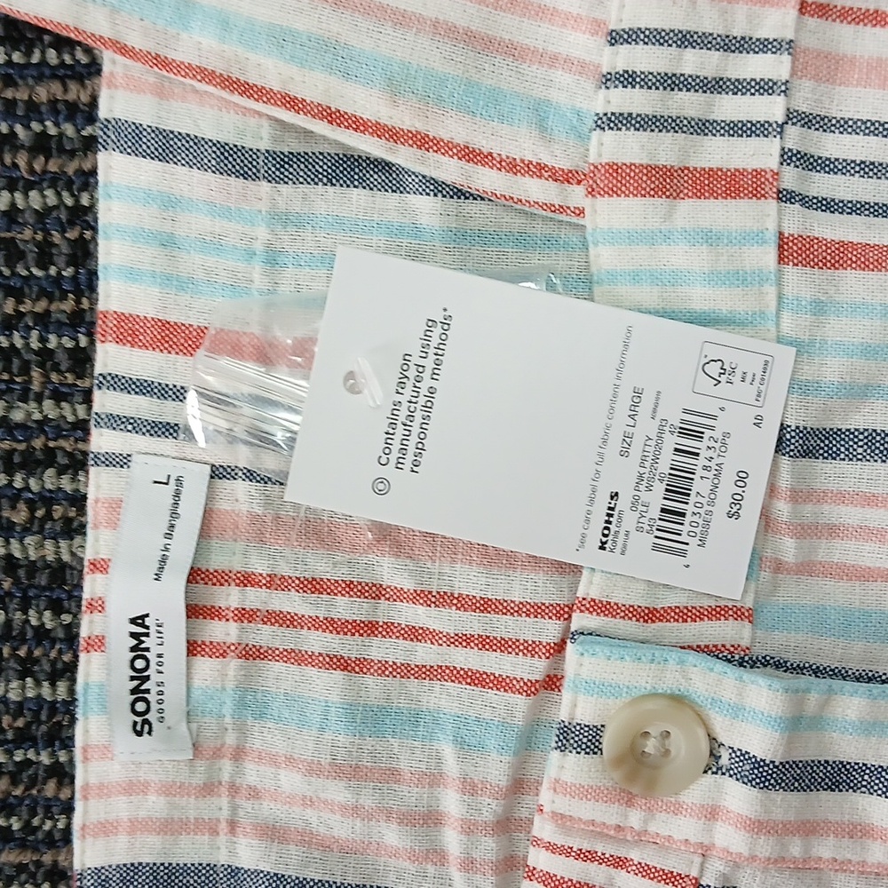 Sonoma Striped Crop Top Nwt Large - Picture 3 of 5